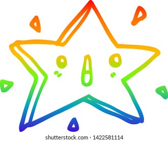 rainbow gradient line drawing of a cute cartoon star