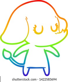 dibujo de una linea de gradiente arco iris de un tierno elefante de dibujos animados