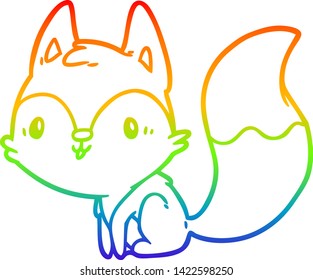 rainbow gradient line drawing of a cute fox