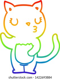 Regenbogengradientenzeichnung einer süßen Cartoon-Katze