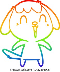 rainbow gradient line drawing of a cute cartoon dog