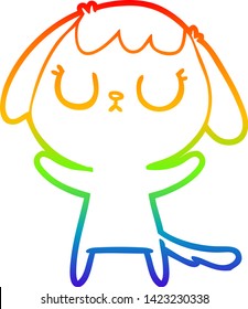 dibujo de una linea de gradiente de arco iris de un lindo perro de dibujos animados