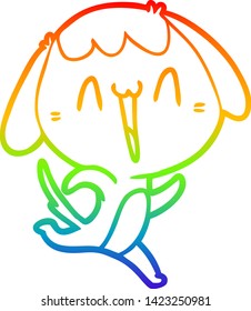 Regenbogengradientenzeichnung eines süßen Cartoon-Hundes