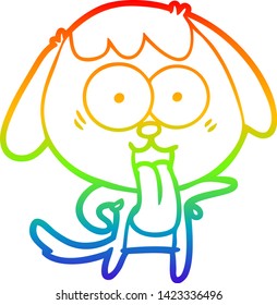rainbow gradient line drawing of a cute cartoon dog