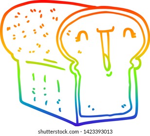 dibujo de la línea de gradiente del arco iris de una linda hogaza de pan