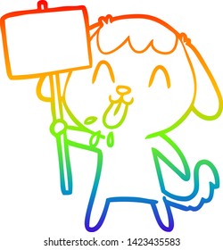 dibujo de una linea de gradiente de arco iris de un lindo perro de dibujos animados