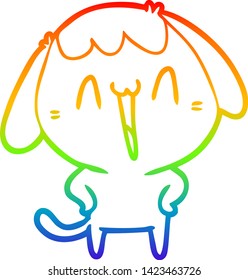 dibujo de una linea de gradiente de arco iris de un lindo perro de dibujos animados