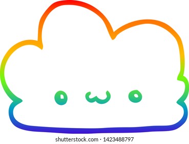 rainbow gradient line drawing of a cute cartoon cloud