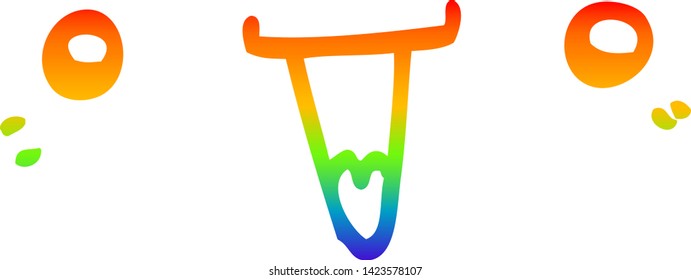 dibujo de línea de gradiente de arco iris de una linda cara de caricatura