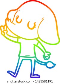 Regenbogengradientenzeichnung eines süßen Cartoon-Elefanten
