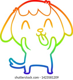 rainbow gradient line drawing of a cute cartoon dog