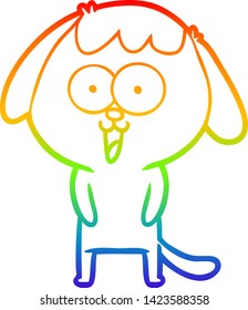 dibujo de una linea de gradiente de arco iris de un lindo perro de dibujos animados