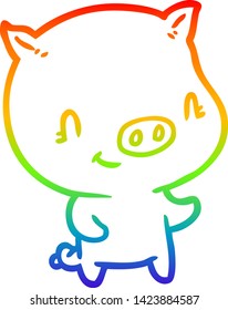 Regenbogengradientenzeichnung eines süßen Kartoonschweins