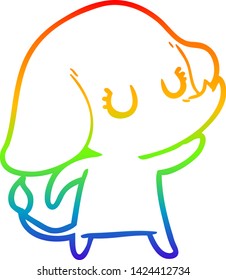 rainbow gradient line drawing of a cute cartoon elephant