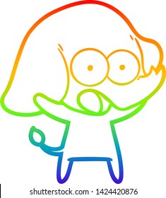 Regenbogengradientenzeichnung eines süßen Cartoon-Elefanten