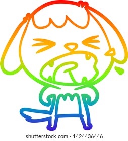 rainbow gradient line drawing of a cute cartoon dog