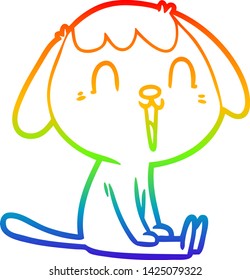 dibujo de una linea de gradiente de arco iris de un lindo perro de dibujos animados