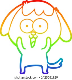 desenho de linha de gradiente arco-íris de um cachorro de desenho animado bonito