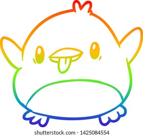 dibujo de línea de gradiente de arco iris de un pingüino lindo