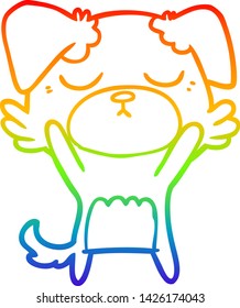 rainbow gradient line drawing of a cute cartoon dog