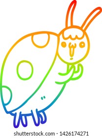 Regenbogen-Farbverlauf-Zeichnung eines süßen Cartoon-Ladybug