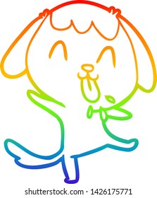 rainbow gradient line drawing of a cute cartoon dog