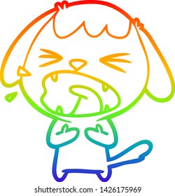 Regenbogengradientenzeichnung eines süßen Cartoon-Hundes