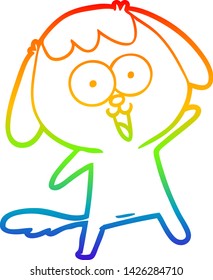 Regenbogengradientenzeichnung eines süßen Cartoon-Hundes