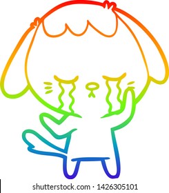 dibujo de una linea de gradiente arco iris de una tira de cachorro adorable llorando