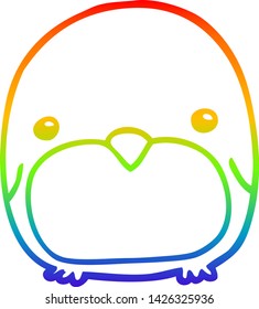 dibujo de la línea de gradiente del arco iris de un pingüino de dibujos animados lindo