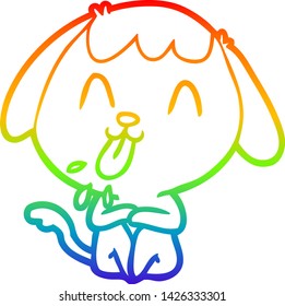rainbow gradient line drawing of a cute cartoon dog