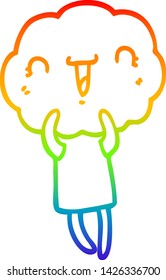 rainbow gradient line drawing of a cute cartoon cloud head creature