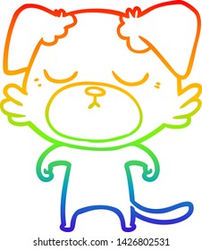rainbow gradient line drawing of a cute cartoon dog