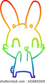 Regenbogengradientenzeichnung eines süßen Cartoon Kaninchens