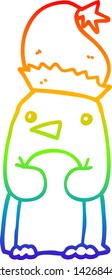 rainbow gradient line drawing of a cute christmas penguin