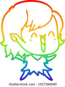 Regenbogen-Farbverlauf-Linie Zeichnung einer süßen Cartoon glückliche Vampirmädchen