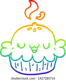 rainbow gradient line drawing of a cute cartoon pie