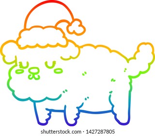 rainbow gradient line drawing of a cute christmas dog