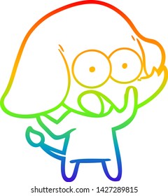 rainbow gradient line drawing of a cute cartoon elephant
