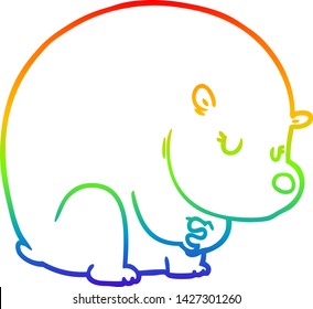desenho de linha de gradiente do arco-íris de um bonito urso polar de desenhos animados