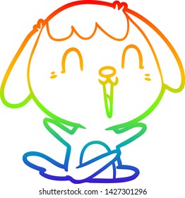 dibujo de una linea de gradiente arco iris de un lindo perro caricaturista llorando