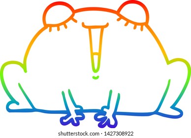 rainbow gradient line drawing of a cute cartoon frog