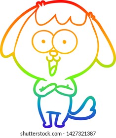 rainbow gradient line drawing of a cute cartoon dog