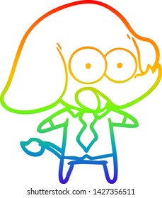 rainbow gradient line drawing of a cute cartoon elephant
