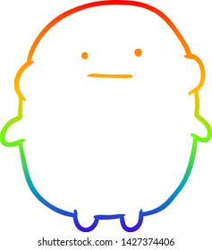 rainbow gradient line drawing of a cute fat human