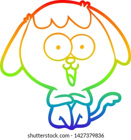 Regenbogengradientenzeichnung eines süßen Cartoon-Hundes