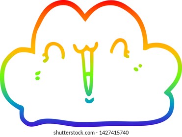 rainbow gradient line drawing of a cute cartoon cloud