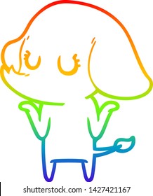 Regenbogengradientenzeichnung eines süßen Elefanten mit schrumpfenden Schultern