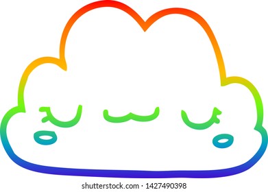 rainbow gradient line drawing of a cute cartoon cloud