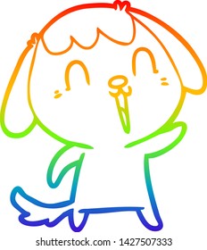dibujo de una linea de gradiente de arco iris de un lindo perro de dibujos animados